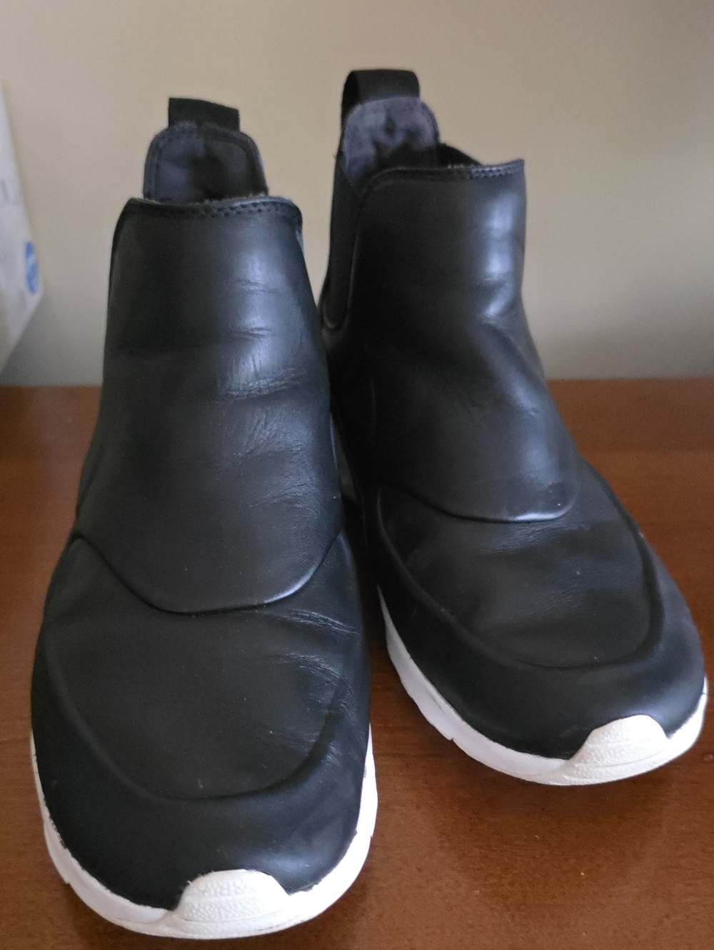 Nike Air Max Thea Mid "Black Sail" Premium Leather Sneaker Boots, Size 8 Wide